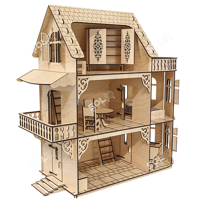 Dollhouse Toy House Miniature Home 3D model image 3