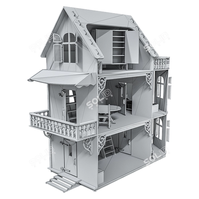 Dollhouse Toy House Miniature Home 3D model image 5