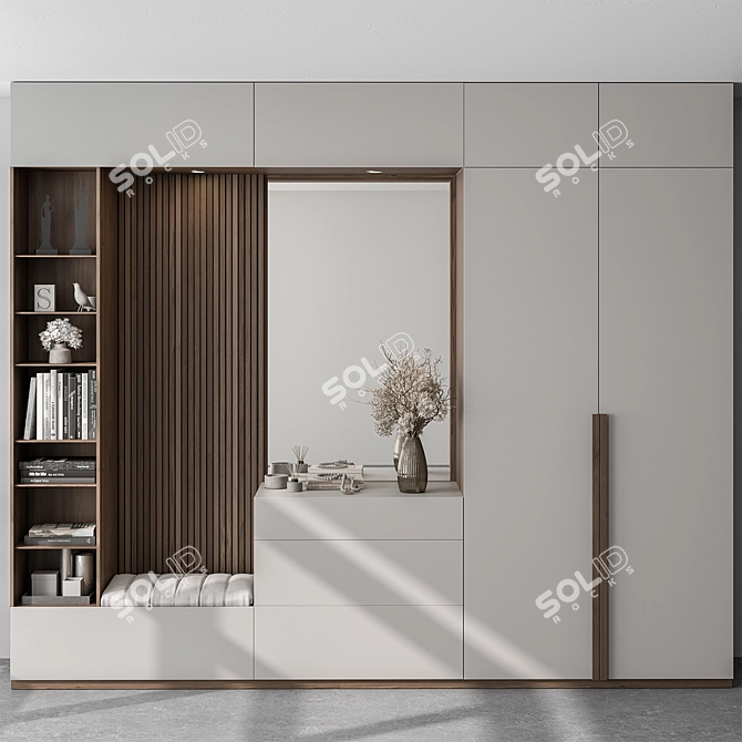 Modern White Wood Hallway Entry 3D model image 1