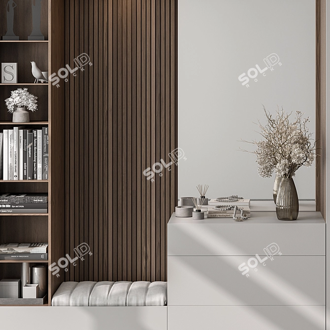 Modern White Wood Hallway Entry 3D model image 2