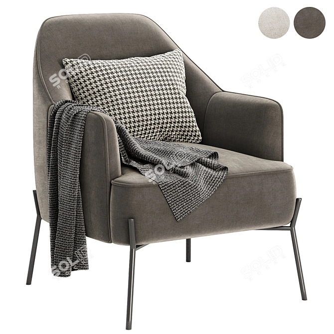 Elegant Daniella Accent Armchair 3D model image 2