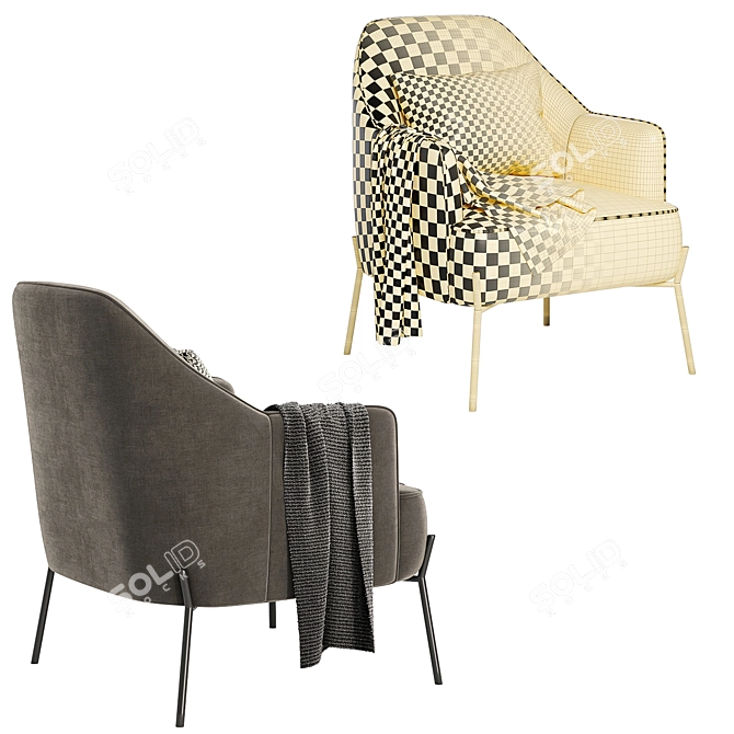 Elegant Daniella Accent Armchair 3D model image 4