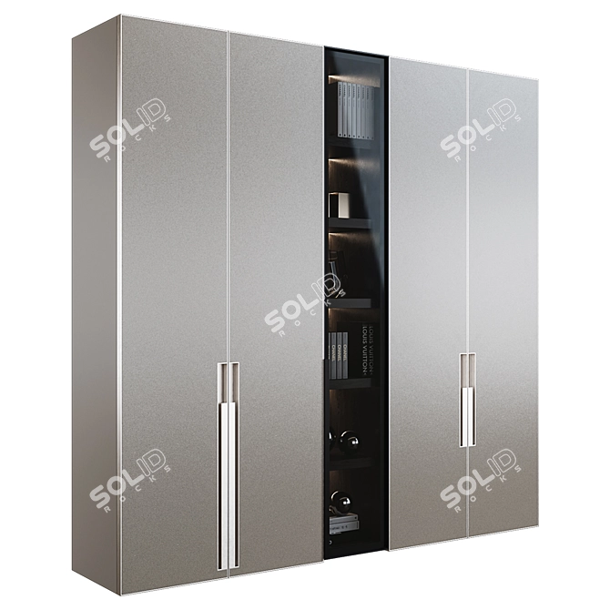 Luxury Leather Wardrobe with Shelf 3D model image 1