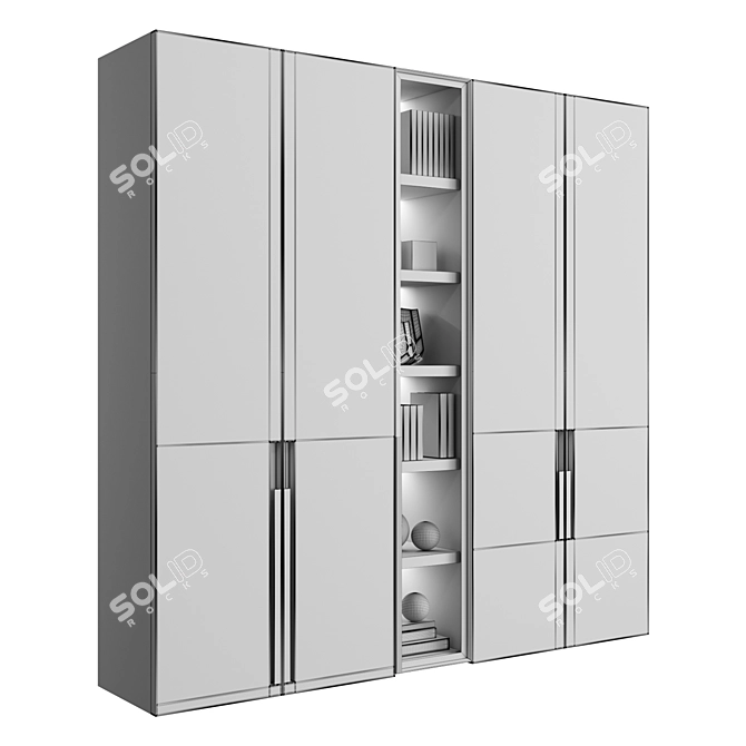 Luxury Leather Wardrobe with Shelf 3D model image 4