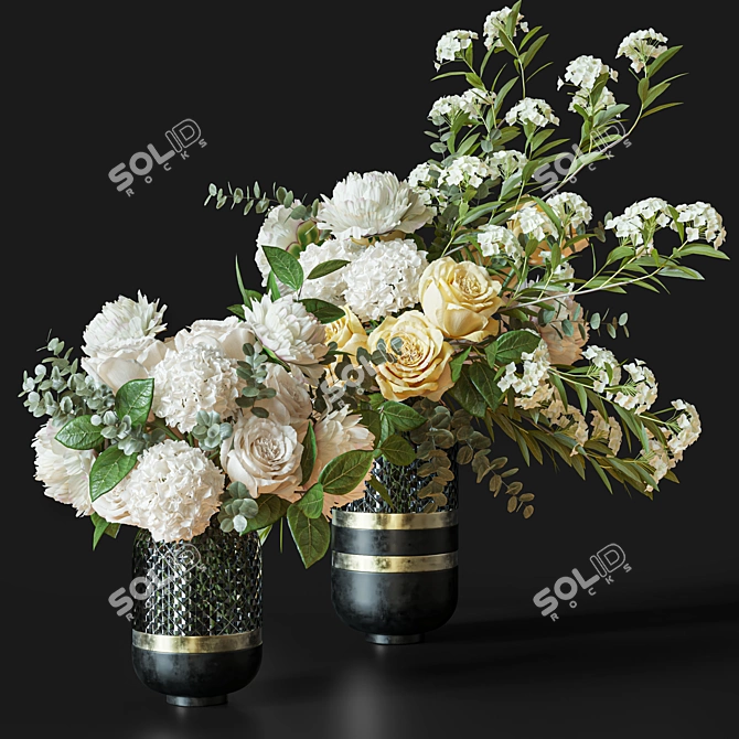 Elegant Floral Decor Set 3D model image 1