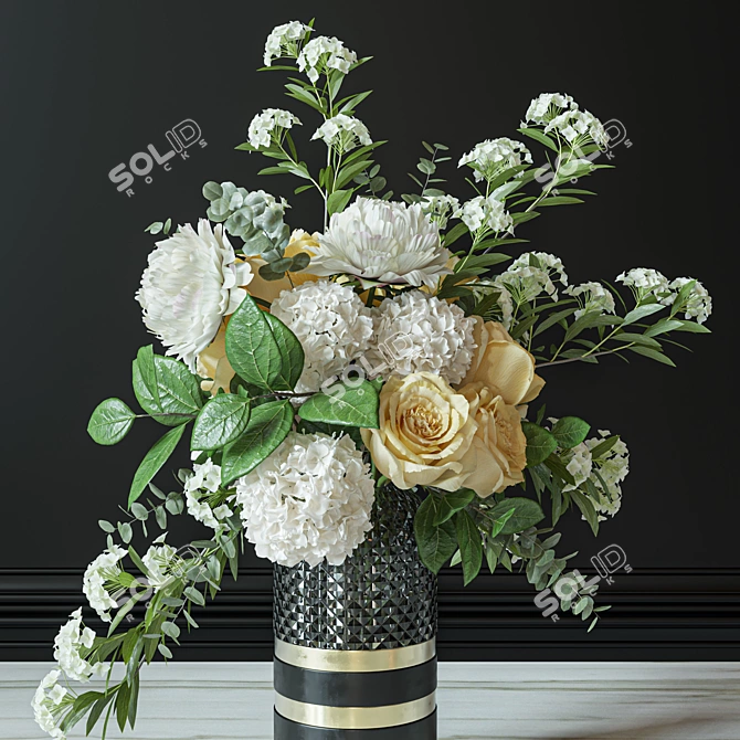 Elegant Floral Decor Set 3D model image 5