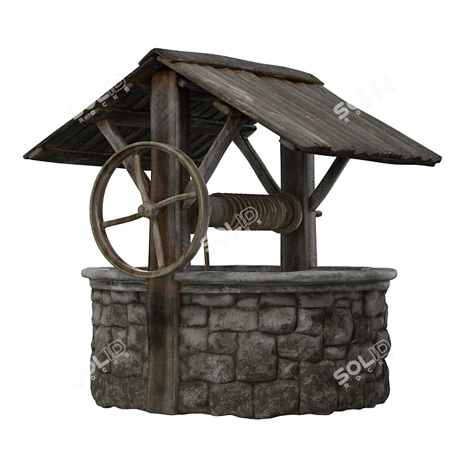 Rustic Water Well 3D Model 3D model image 1