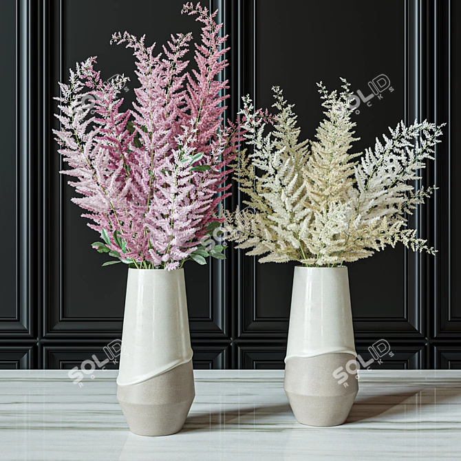 Elegant Astilbe Flower Set Bouquet 3D model image 3