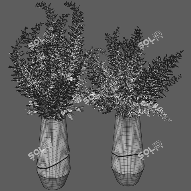 Elegant Astilbe Flower Set Bouquet 3D model image 6