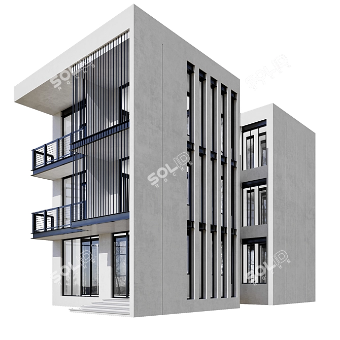 Modern Residential Building Model 3D model image 3