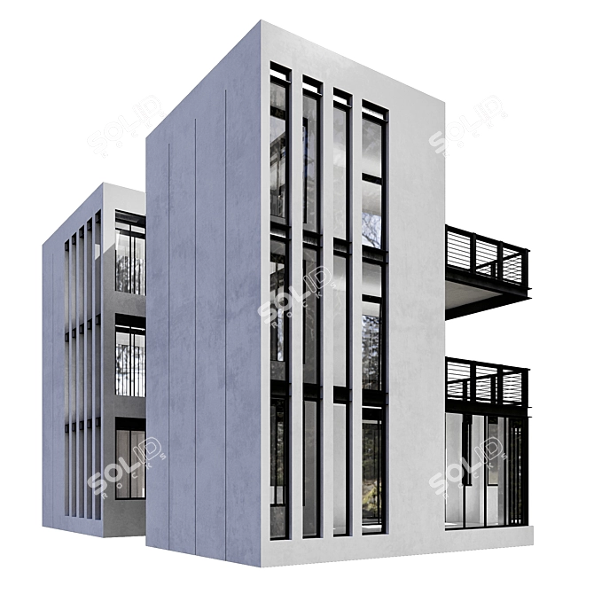 Modern Residential Building Model 3D model image 4