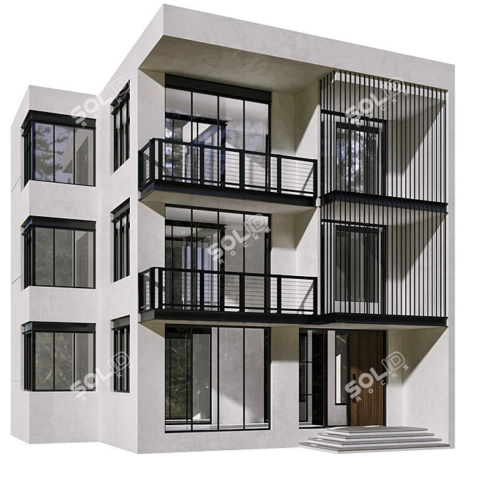 Modern Residential Building Model 3D model image 5