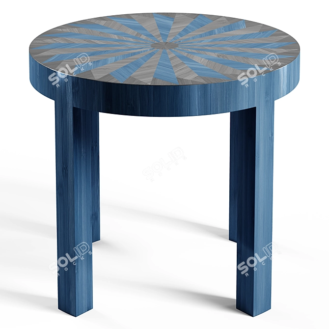 Two-Tone Straw Marquetry Table 3D model image 1