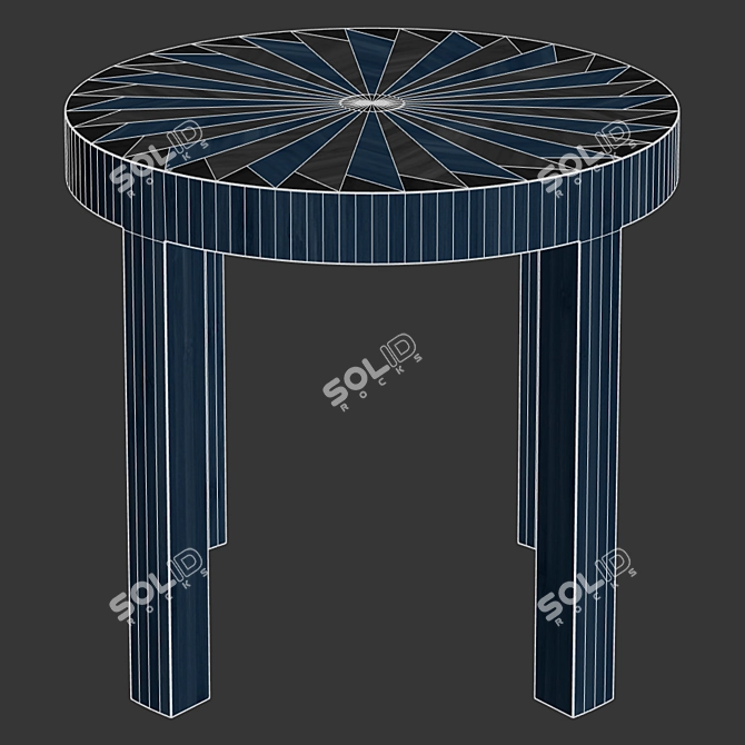 Two-Tone Straw Marquetry Table 3D model image 2