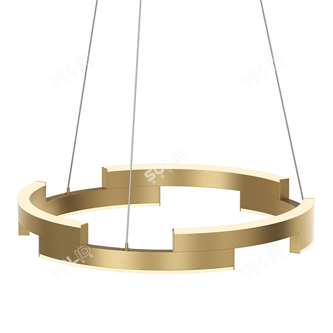 Glowing Brass Ring LED Chandelier 3D model image 2