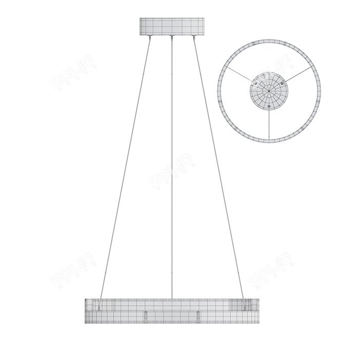 Glowing Brass Ring LED Chandelier 3D model image 3