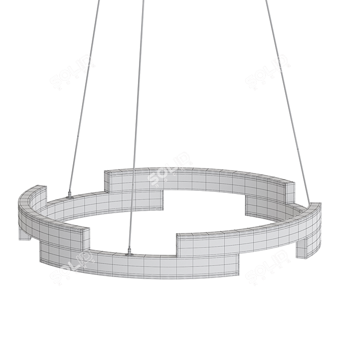 Glowing Brass Ring LED Chandelier 3D model image 4