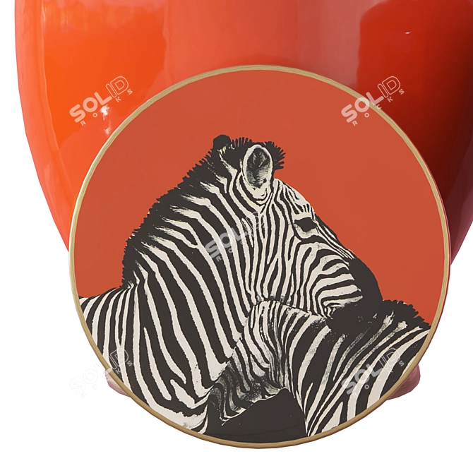 Zebra Orange Deco Jar 19cm 3D model image 3