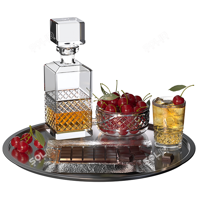 Luxury Whiskey Cherry Delight Set 3D model image 1