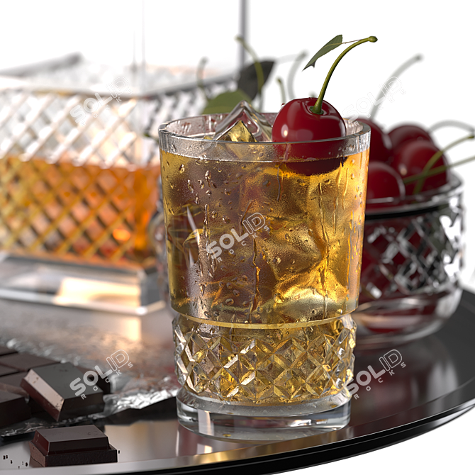 Luxury Whiskey Cherry Delight Set 3D model image 2