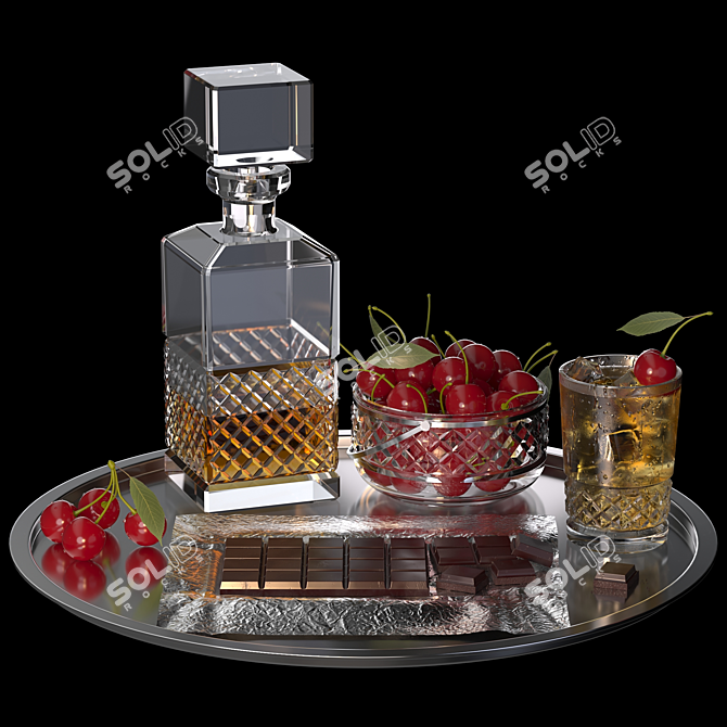 Luxury Whiskey Cherry Delight Set 3D model image 4