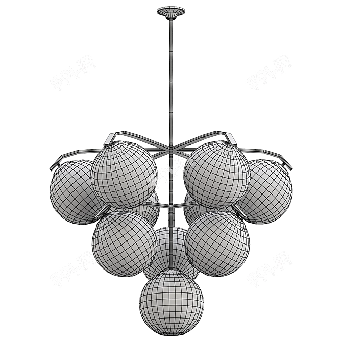 Sleek Satin Brass Chandelier Fixture 3D model image 2