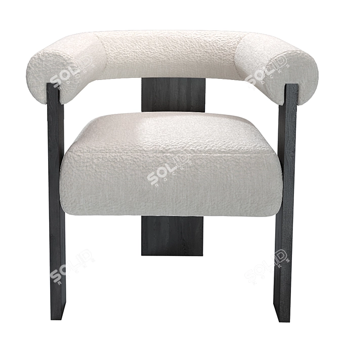 Contemporary Bouclé Grey Dining Chair 3D model image 2