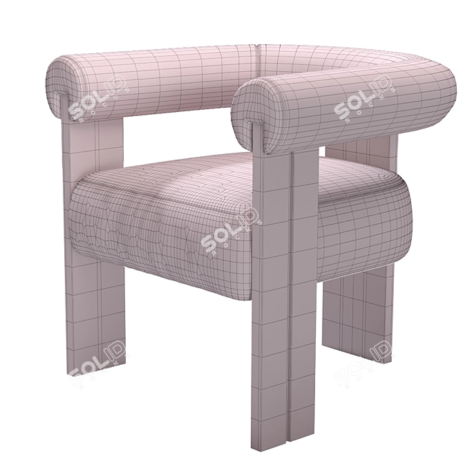 Contemporary Bouclé Grey Dining Chair 3D model image 5