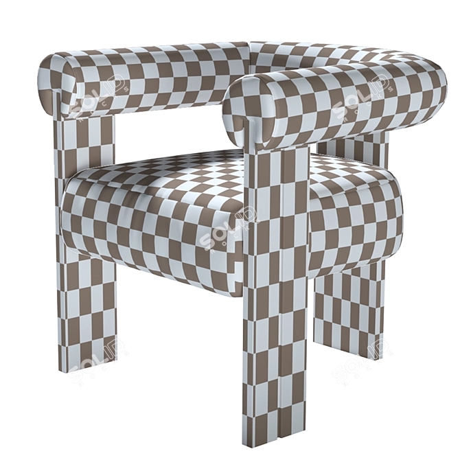 Contemporary Bouclé Grey Dining Chair 3D model image 6