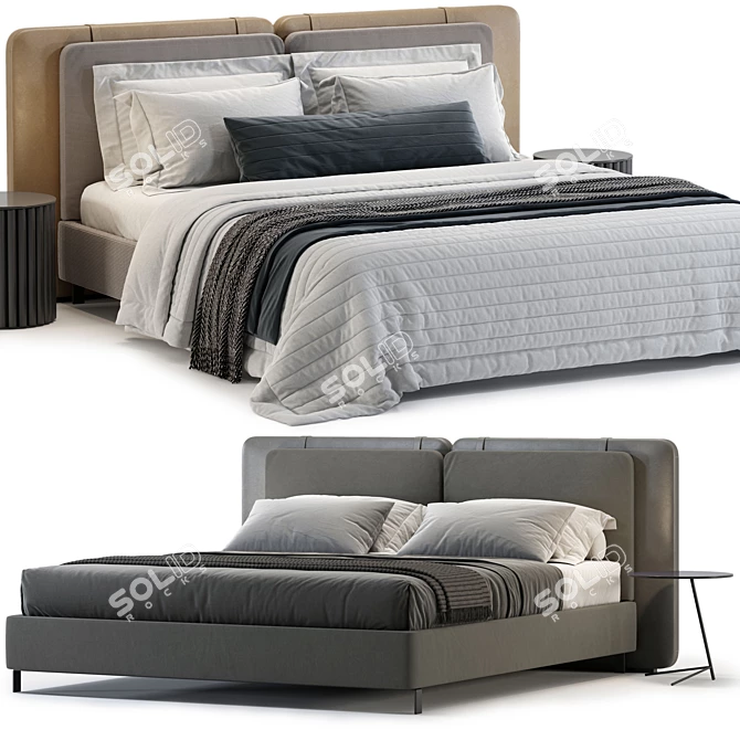 Modern Bed Model with Options 3D model image 1