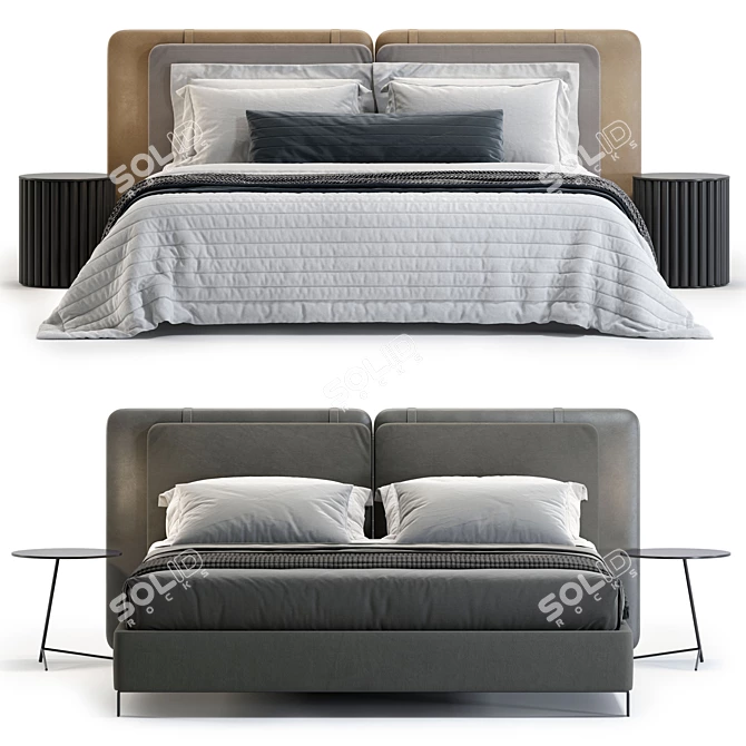 Modern Bed Model with Options 3D model image 3