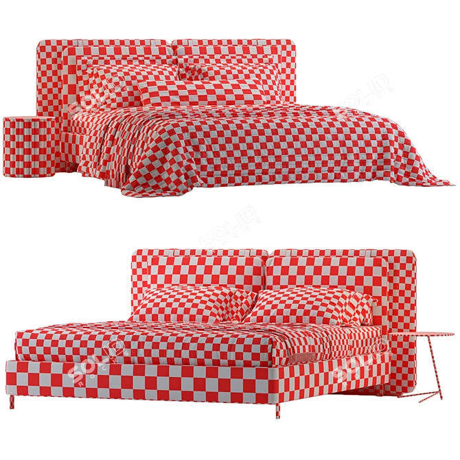 Modern Bed Model with Options 3D model image 6