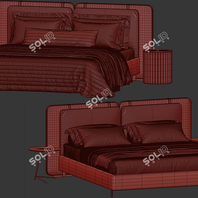 Modern Bed Model with Options 3D model image 7