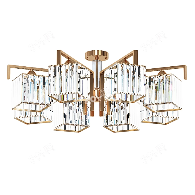  Golden Crystal Ceiling Light 3D model image 1