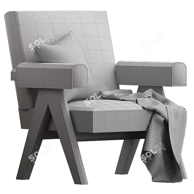 Modern Lounge Chair Cream Design 3D model image 3