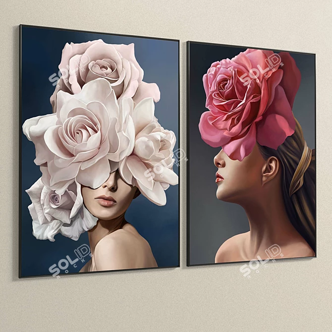 Modern Dual Frame Set Wall Décor 3D model image 5