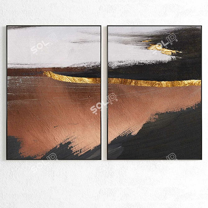 Modern Plaster Dual Photo Frame 3D model image 2