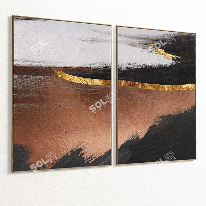 Modern Plaster Dual Photo Frame 3D model image 4