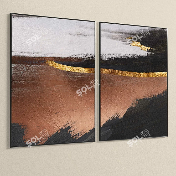 Modern Plaster Dual Photo Frame 3D model image 5