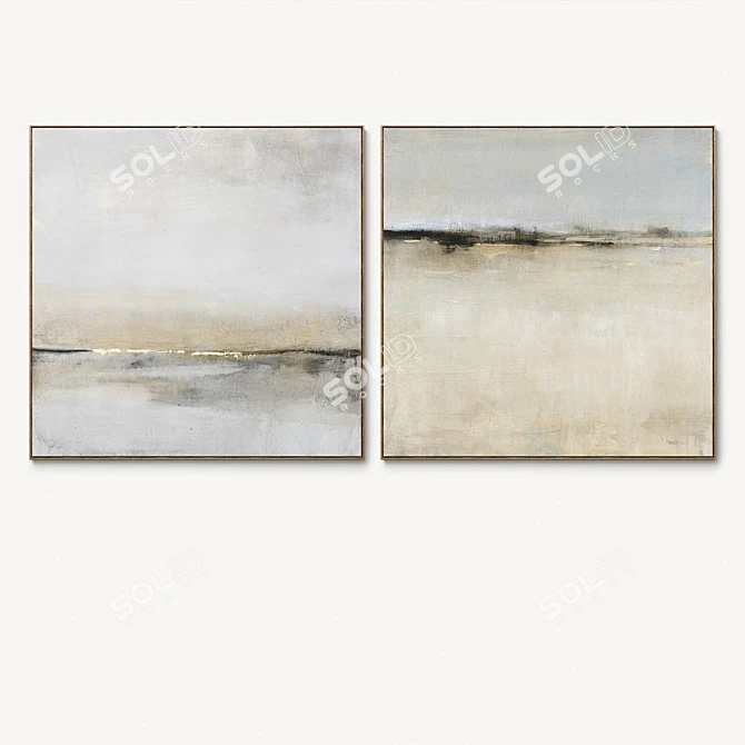 Abstract Plaster Square Frames Set 3D model image 3