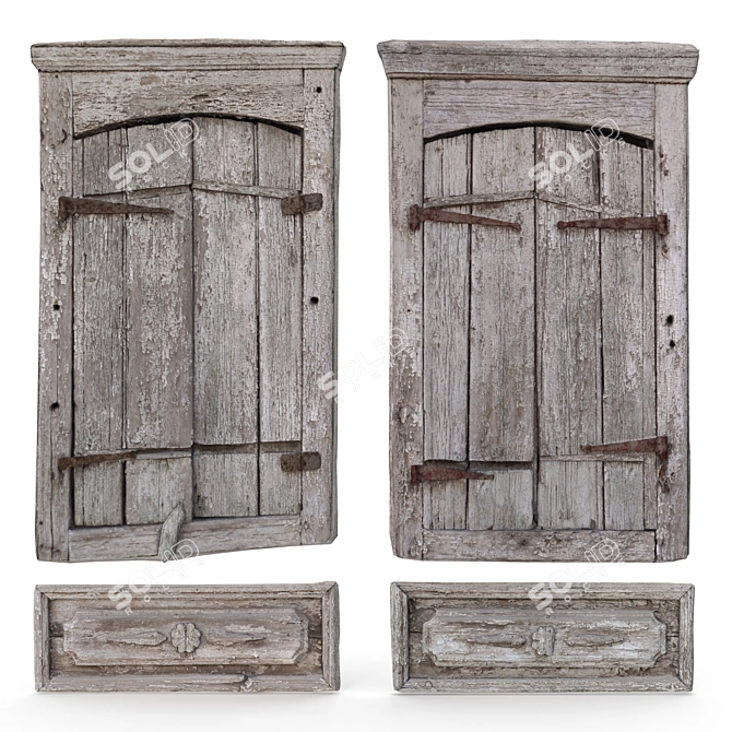 Vintage Wooden Shutters 3D Scan 3D model image 1