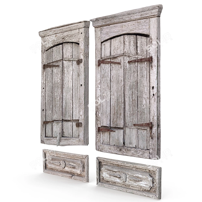 Vintage Wooden Shutters 3D Scan 3D model image 2