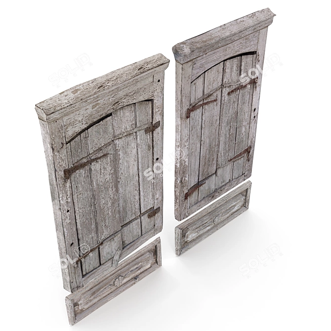 Vintage Wooden Shutters 3D Scan 3D model image 3