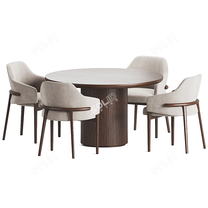  Velvet Upholstered Dining Set 02 3D model image 2