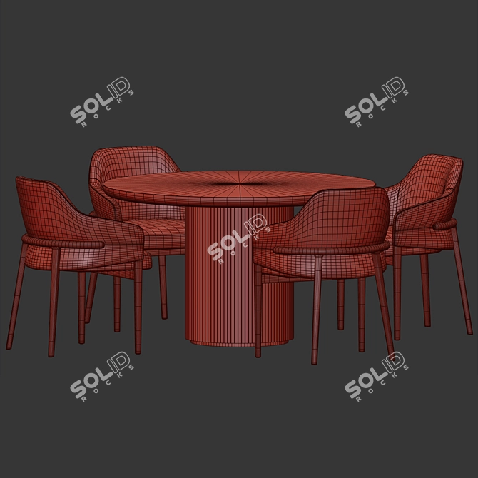  Velvet Upholstered Dining Set 02 3D model image 4