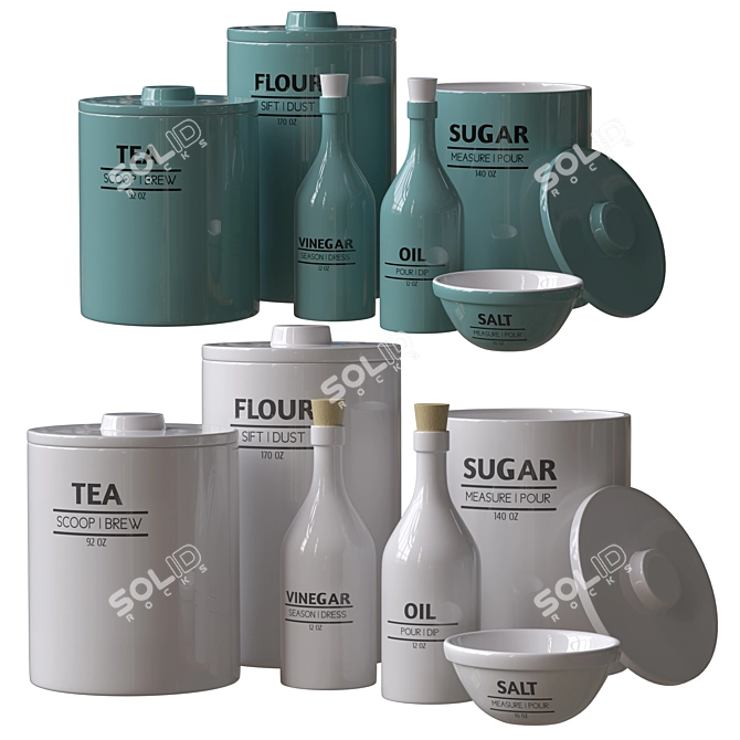 Essential Stoneware Canister Set 3D model image 1