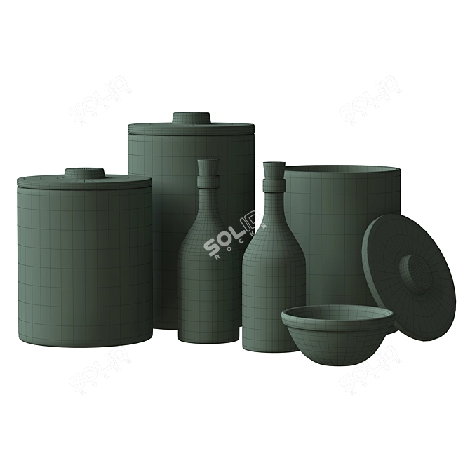 Essential Stoneware Canister Set 3D model image 3