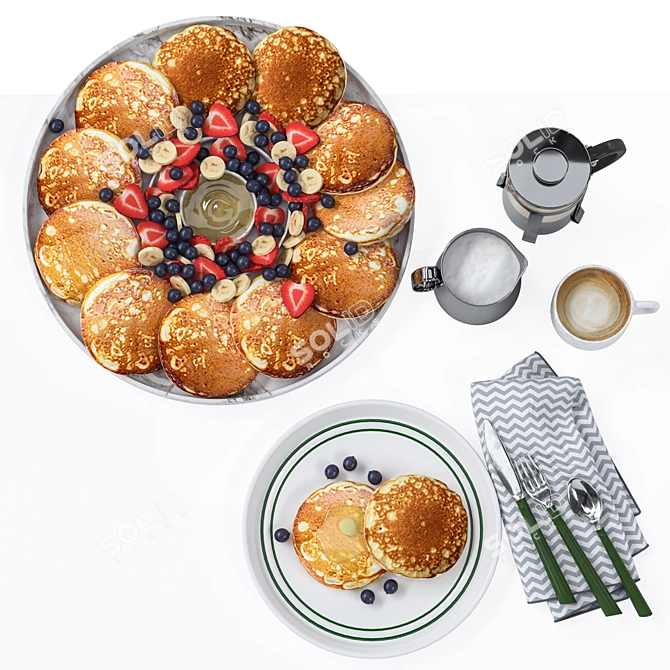 Pancake Breakfast Table Decor Set 3D model image 4