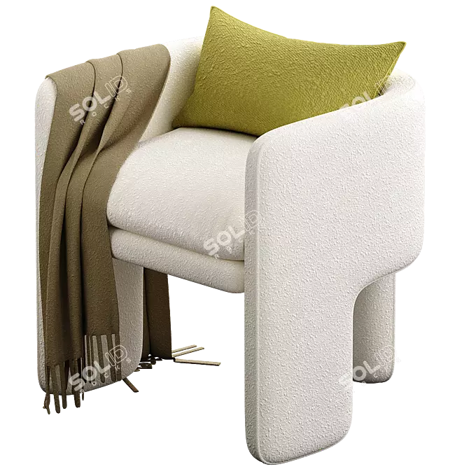 Stylish Milo Baughman Armchair 2015 3D model image 2