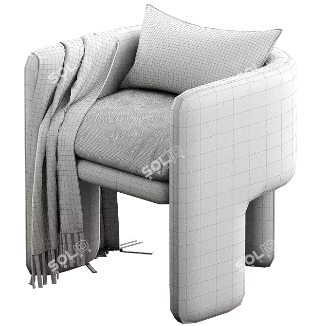 Stylish Milo Baughman Armchair 2015 3D model image 3